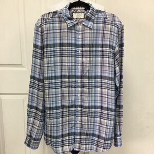Thomas Pink Blue Plaid Button Down Shirt Size M
